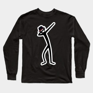 Dabbing Stick Figure - Gangster Hat Long Sleeve T-Shirt